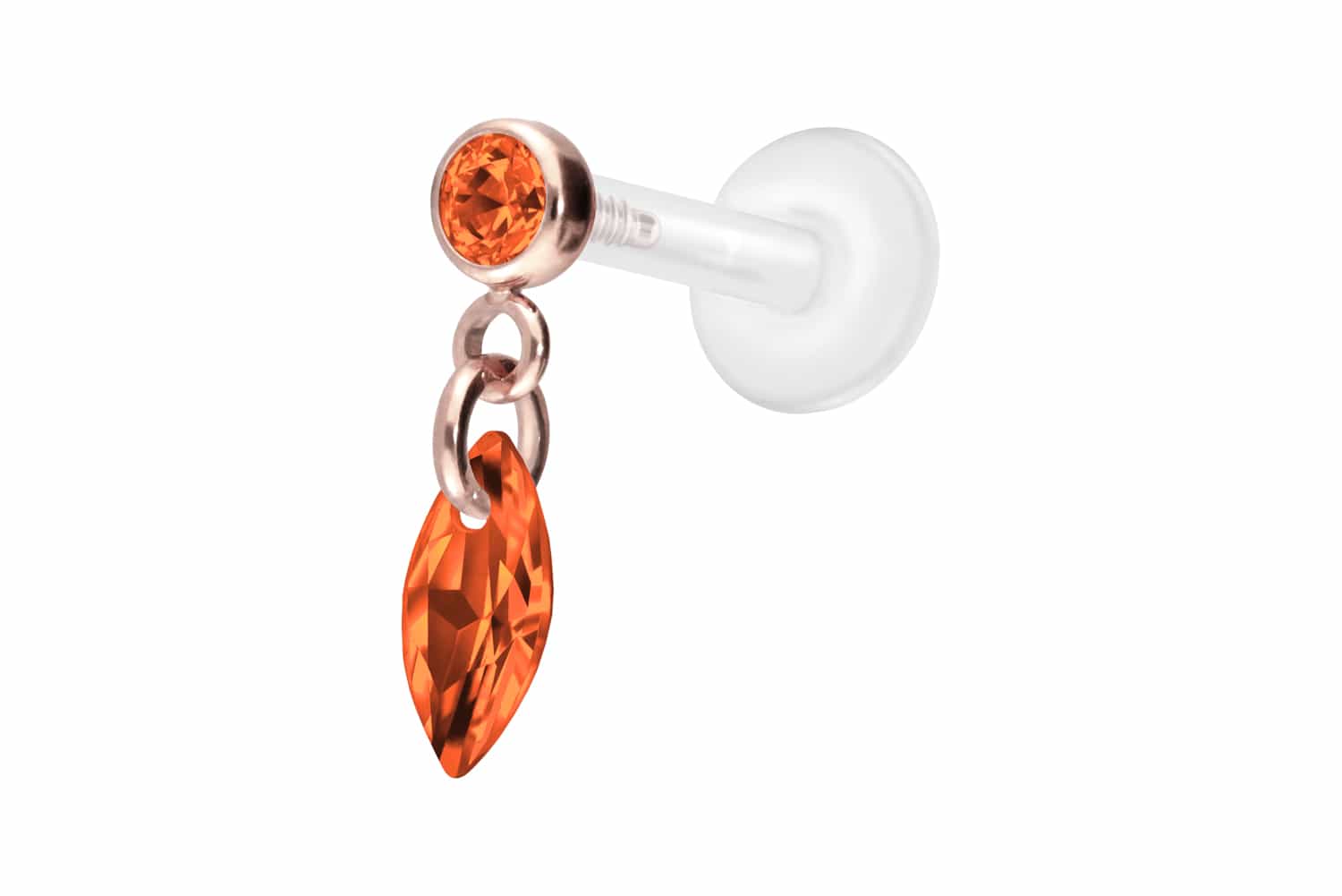 PTFE Labret Piercing mit Innengewinde + Titan-Aufsatz KRISTALLOVAL